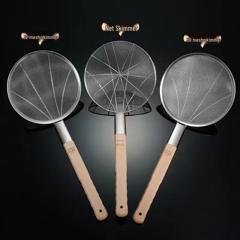 Bamboo Handle Fine Mesh Skimmer Strainer