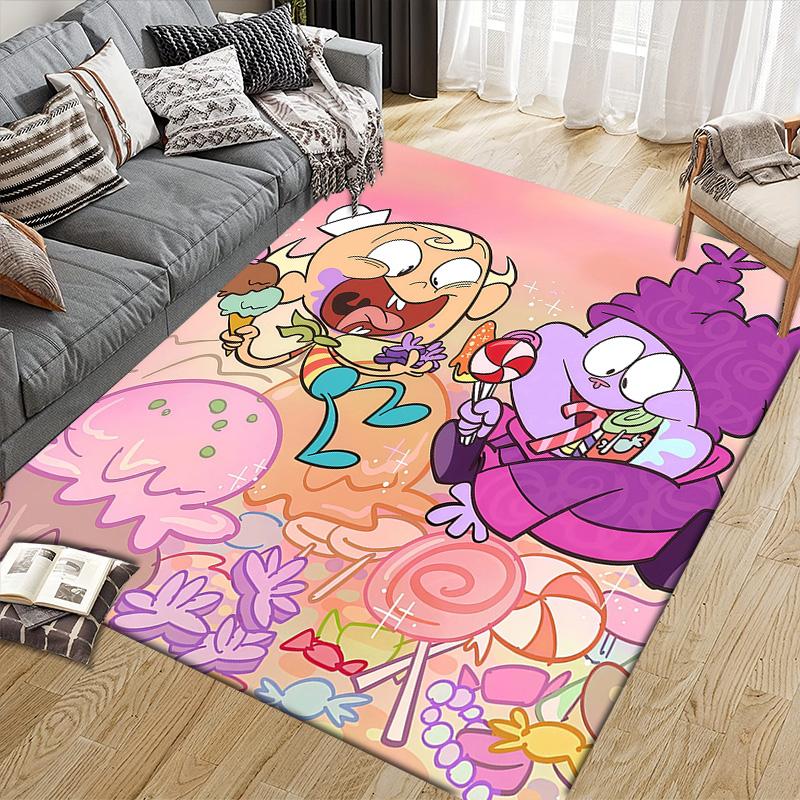 Chowder Flannel Pattern Square Carpet,Area Rug,Carpet Rug for Living Room Bedroom Sofa Playroom Decor,Non-slip Floor Mat