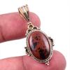 Natural Mahogany Obsidian Gemstone 925 Solid Silver Two Tone Pendant 1.50" t0S34