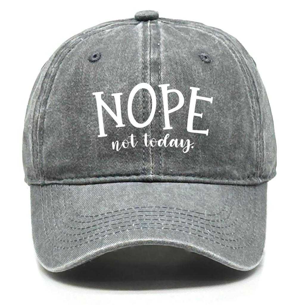 NOPE not today" Print Adjustable Baseball Cap, Trucker Hat Casual Slouchy Retro Hip Hop Snapback Sun Hat