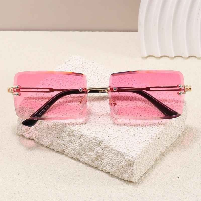 Солнцезащитные очки квадратной формы для женщин, безободковые, с обрезанным краем, антибликовые, мужские солнцезащитные очки, европейско-американские солнцезащитные очки для женщин