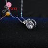 Creative 925 Sterling Silver Jewelry Sets Big Round Crystal Pendant Necklace and Earrings for Women Birthday Gifts