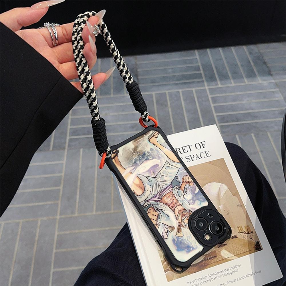 Мягкие чехлы для телефонов Ae92 One Piece Luffy Gear 5 для iPhone 16 15 14 13 12 11 Pro Max 7 8 Plus XR XS с ремешком на запястье, защитным шнурком для углов, задняя крышка
