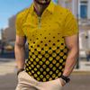 Men's Shirt Polo Casual Zip Short Sleeve Fashion Casual Zipper Summer Spring Regular Fit Black Dot Print 3D Print Shirt