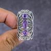 Кольцо из стерлингового серебра 925 пробы с натуральным шалфейным аметистом ручной работы, размер 6,5 g7c09