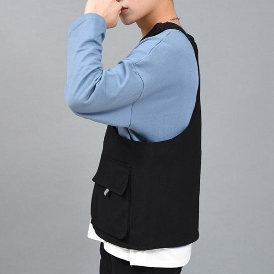 Летняя повседневная сумка-жилет с регулируемыми лямками, однотонный жилет, сумка с карманами и карманами на молнии, уличный рюкзак на плечо