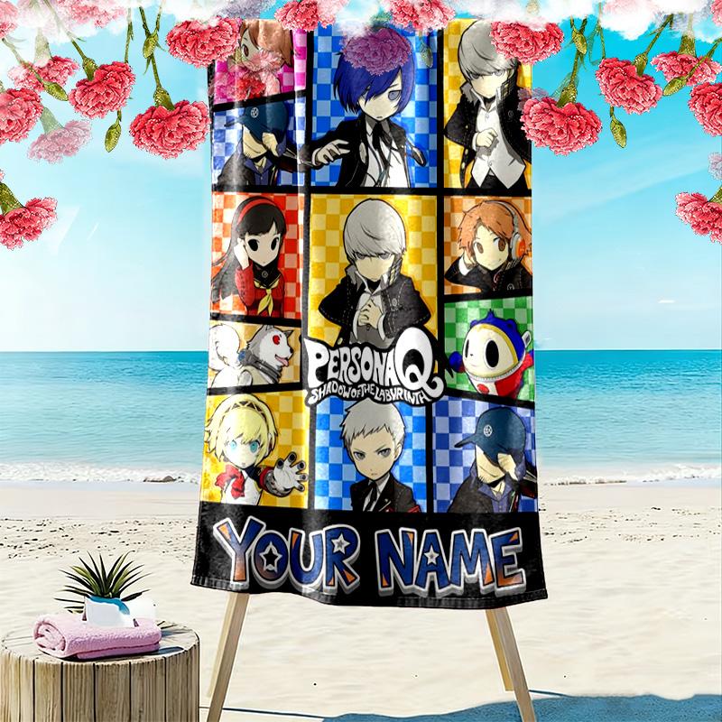 Name Custom Persona 5 Game Print Beach Towel, Large Soft Quick Dry Towel for Beach Camping Swimming