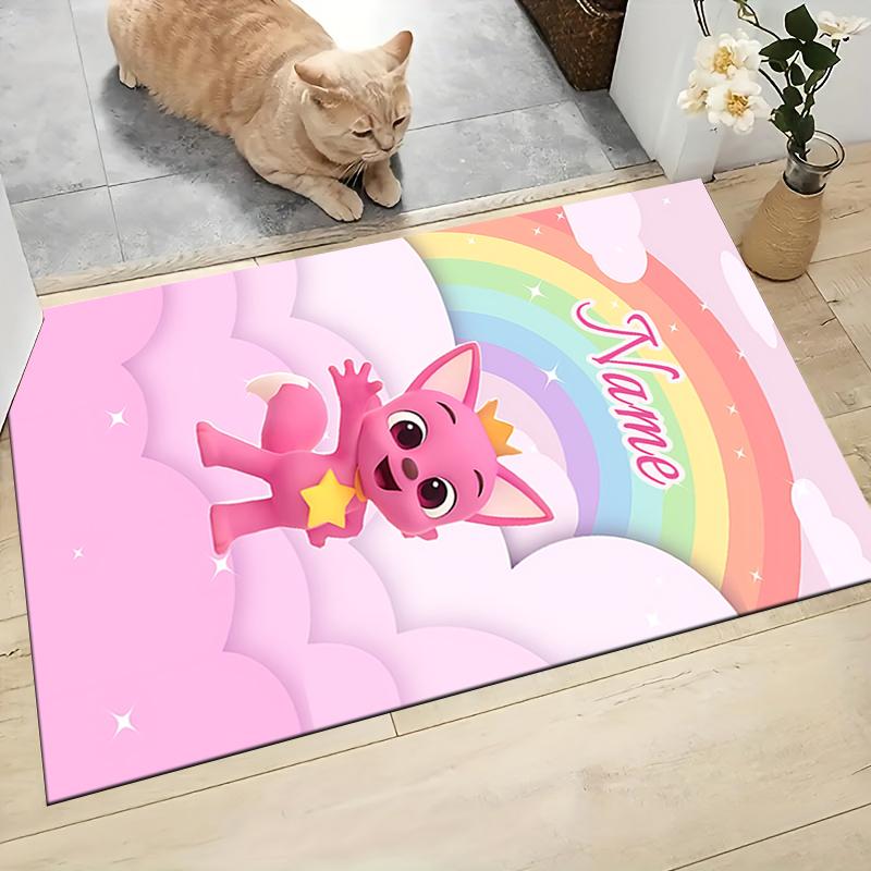 Custom Name Rainbow Fox Adventure Carpet Rug Customizable Soft Washable Anti-Slip Home Living Room Sofa Mats Personalized Rug. 0909161