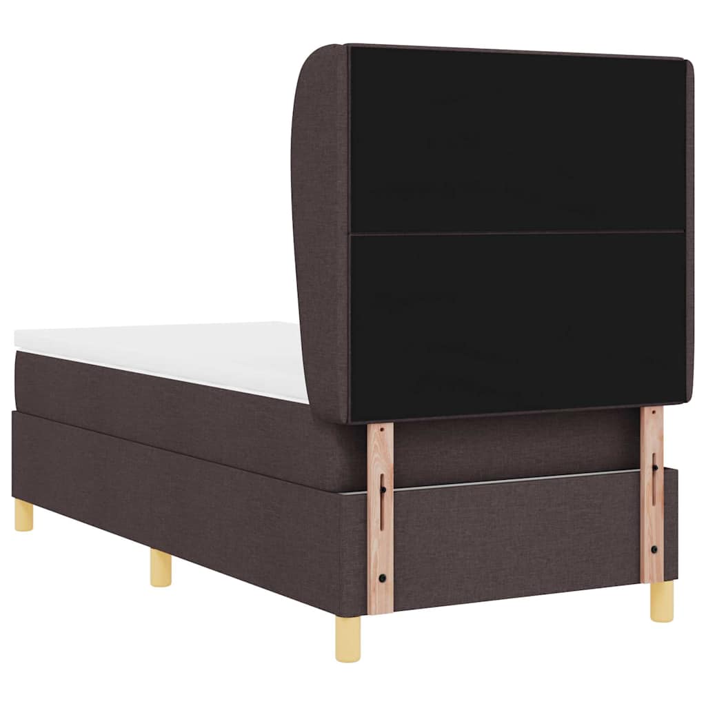 Boxspring Bed with Headboard Dark Brown 200 x 100 cm Fabric