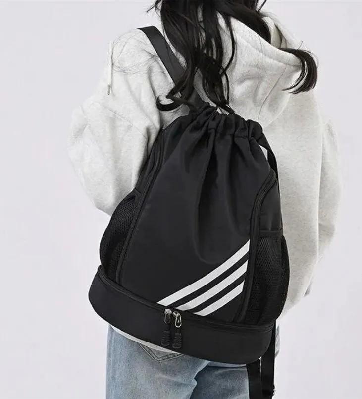 Спортивная фитнес-сумка на шнурке, большая вместимость, разделение на мокрую и сухую одежду, футбольная баскетбольная сумка, походный рюкзак