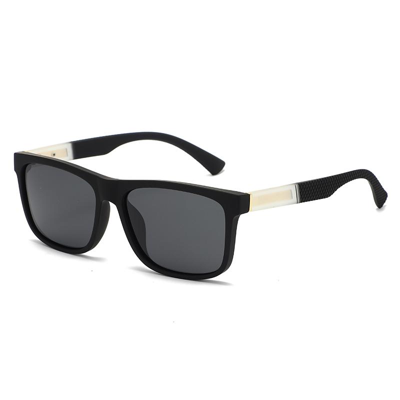 Simple Square Sunglasses Trendy Personalized Temple Design Sun Protection UV Protection Versatile Sunglasses 3005
