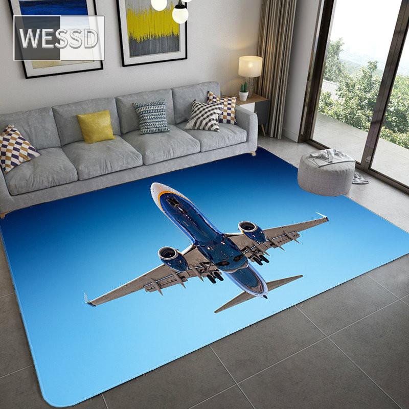 Fashion Airplane 3D Carpet For Home Living Room Soft Flannel Carpet Bed Room Rug Entrance Doormat Boy's Bedroom Rug Children