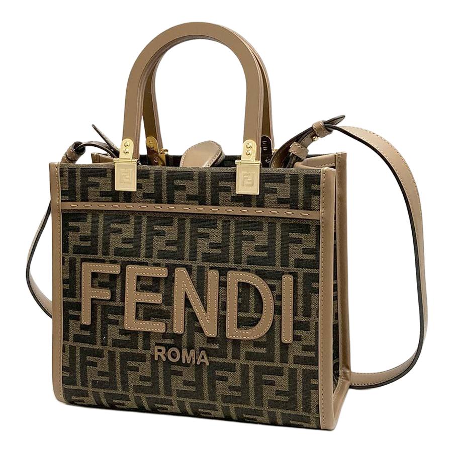 Fendi Солнечная сумка-тоут с узором FF и съемным плечевым ремнем Женская сумка-тоут Коричневая 8BH394ALVYF1GE3