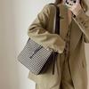 Retro One-shoulder Bucket Bag Houndstooth Tweed Sliver Bag Fashionable and Versatile Women's Bag