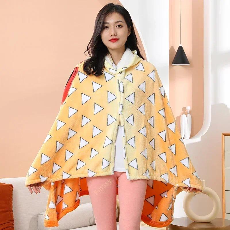 Клинок, рассекающий демонов Плед Аниме Kimetsu No Yaiba Косплей Реквизит Танджиро На заказ Женская пижама Взрослый халат Шаль Ночная рубашка Домашняя одежда