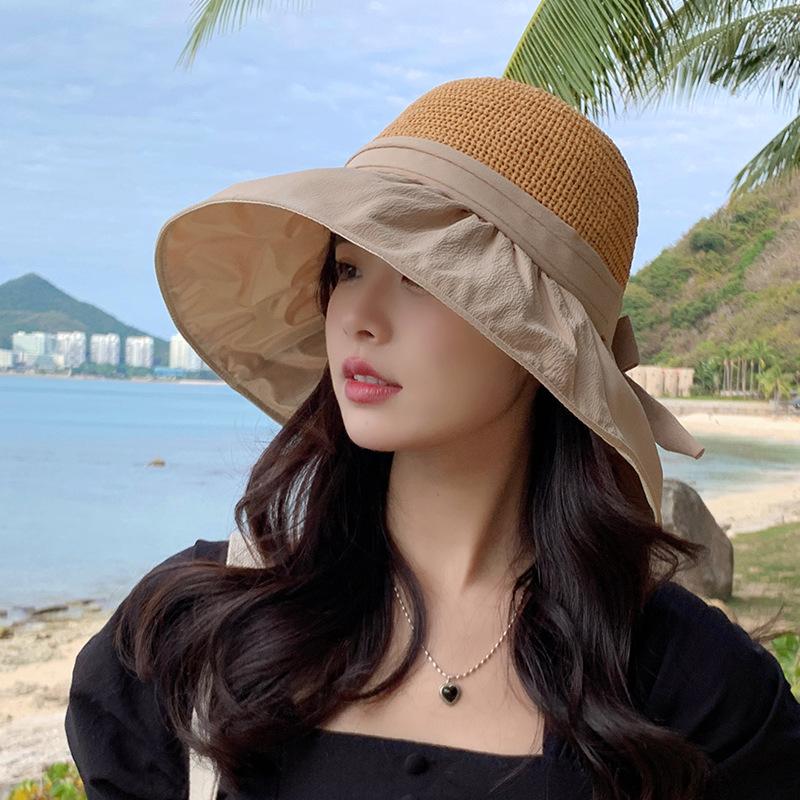 Панама-рыбак с бантом, женская летняя кепка-ведро, солнцезащитная шляпа с большими полями, солнцезащитный крем, уличная пляжная шляпа от солнца, шляпа для бассейна для женщин