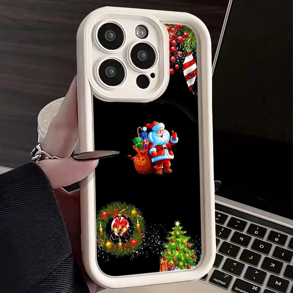 N108 Happy New Year Christmas Desig Soft Angel Eyes Phone Cases for Samsung S23 S24 Ultra S21FE A54 A34 A13 A14 A06 A24 Realme12 OPPO Shockproof Cover