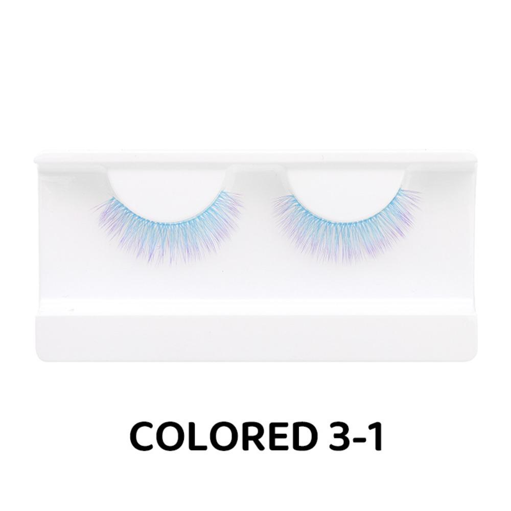 1/3 Pairs Blue Pink Fake Lashes Natural Long Eye Lashes Colorful Eyelashes  for Women Girls and COS