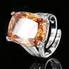Jewelry Copper Bottom Gold-Plated Simulation Orange Red Zirconium Retro Ring Heroine Stone 15 * 20