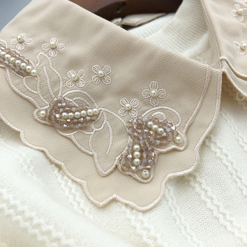 White Fake Collar for Women Shirt Blouse Necklace Candy Color False Collar Handmade Beads Detachable Sweater Collars Decor