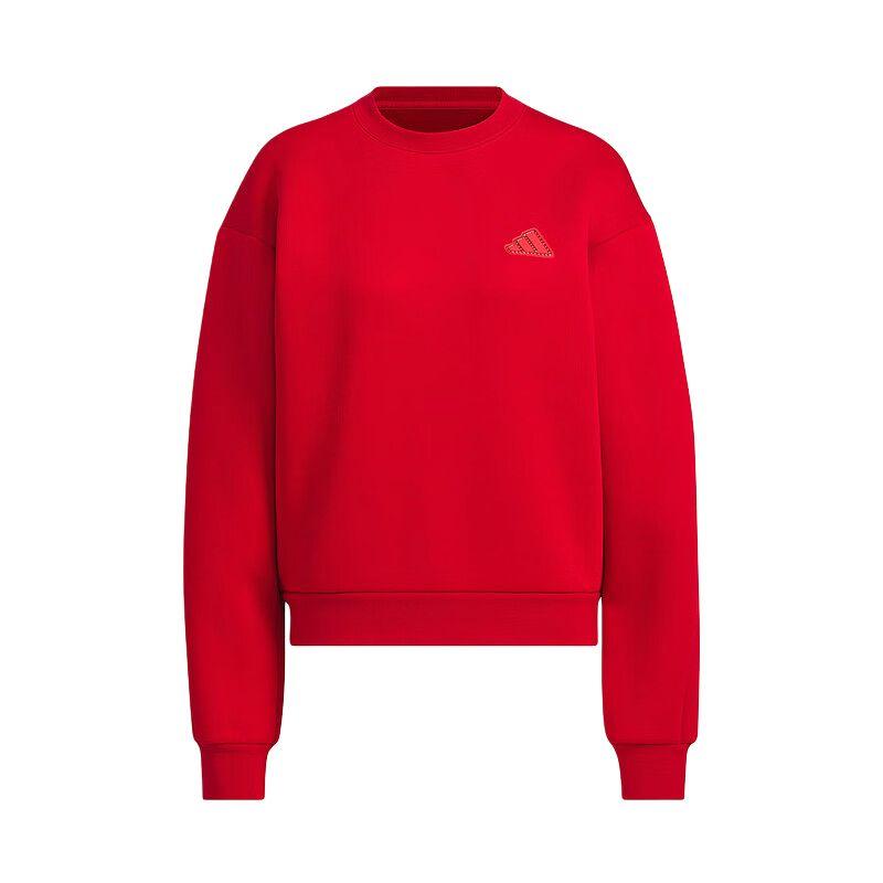 adidas Повседневная серия Реверсивный вязаный пуловер С круглым вырезом Удобная толстовка Женская толстовка Энергично-красный JZ1640