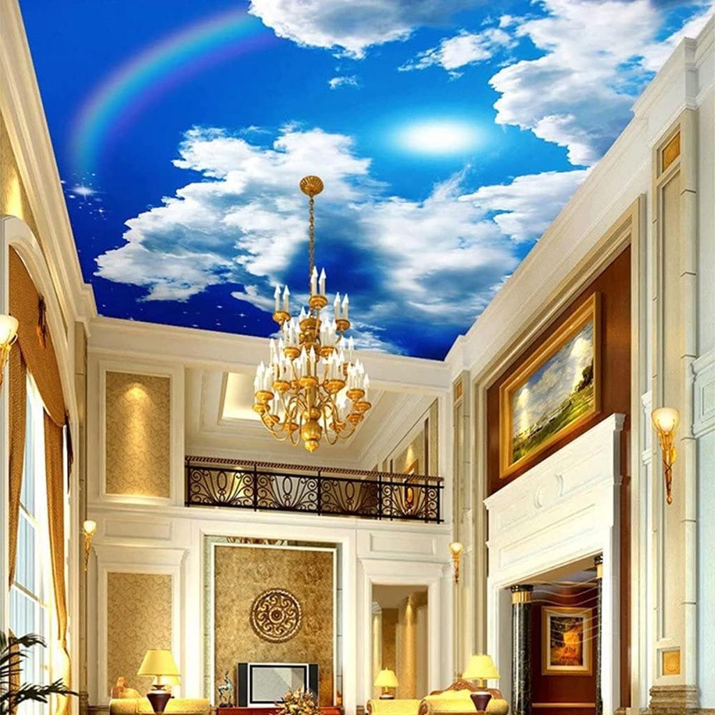 Голубое небо обои облако 3d потолочная настенная роспись небо солнечный свет Радуга настенная роспись детская комната спальня потолочная роспись Декор