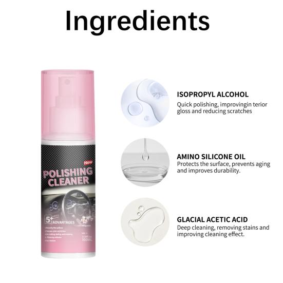 Защитный спрей для салона автомобиля, пятновыводитель с губкой, безопасный ингредиент, легкое применение, полирующий очиститель, набор спреев-восков