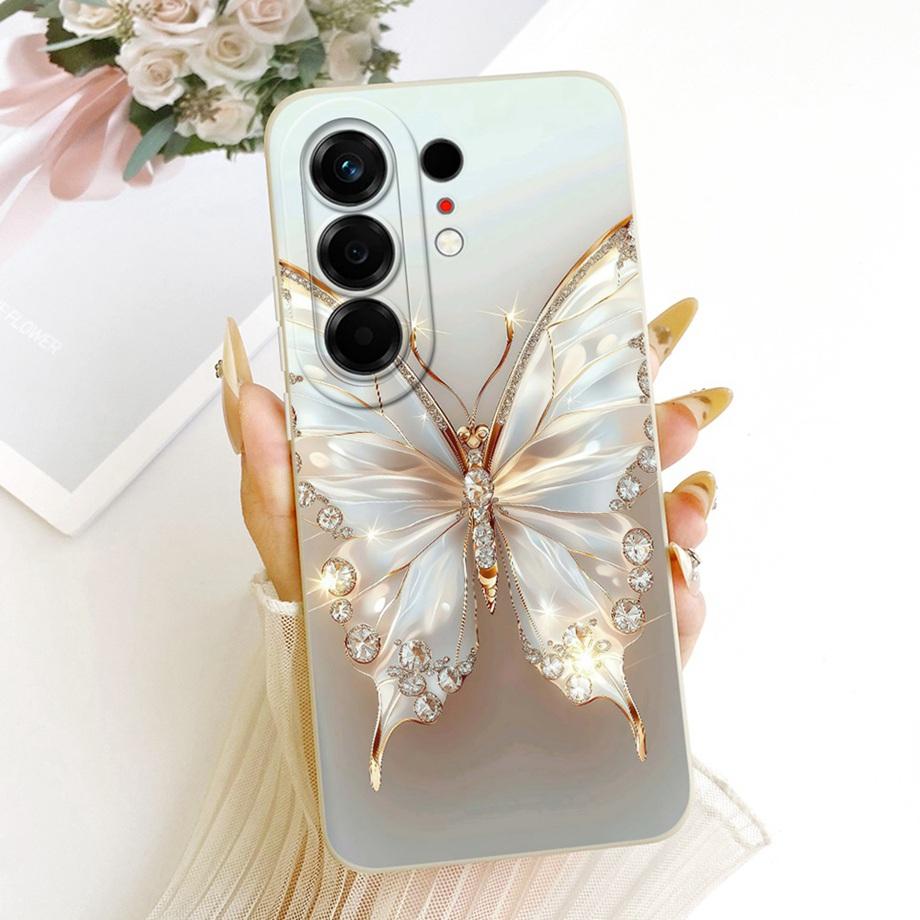 Чехол для телефона Tecno Camon 50 4G CN5 Цветочный Ромашка Эстетика Лунная Ночь Бант Узор Funda Мягкий Матовый Силикон Задняя Крышка Canom50