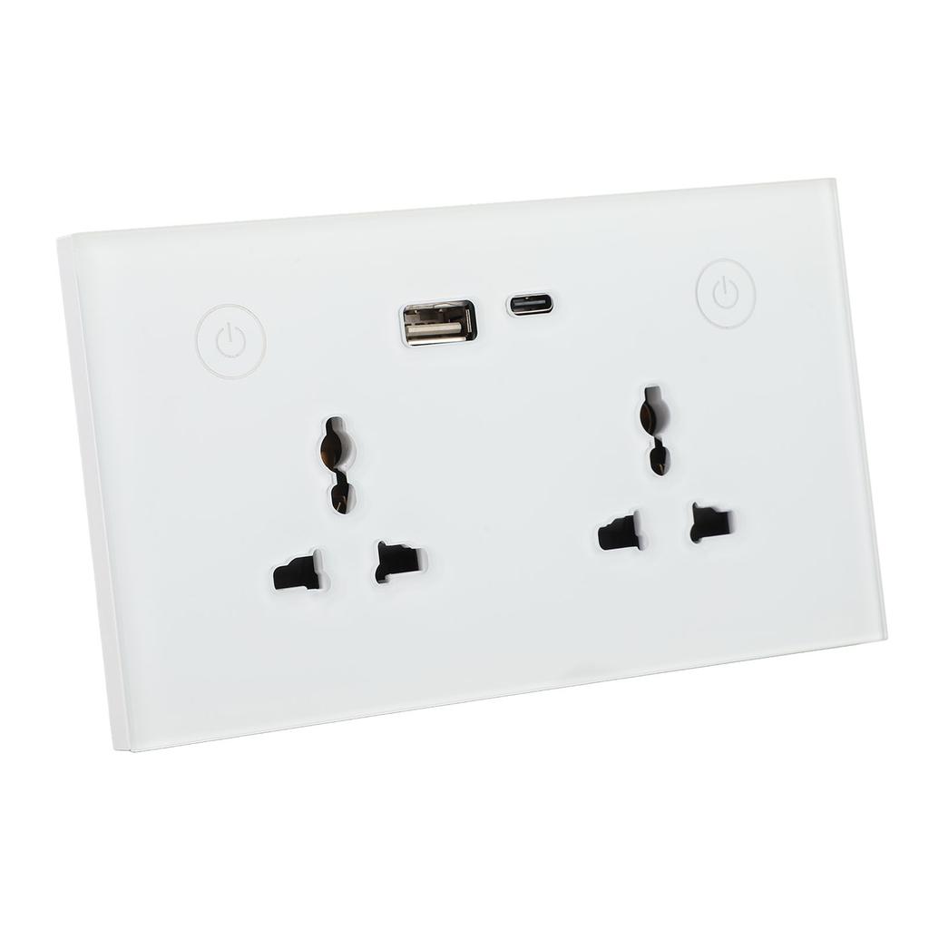 Smart Wall Outlet 2.4G WiFi Touch Light   Voice Control Smart Plug with USB and TYPE C   Port For   95‑250V