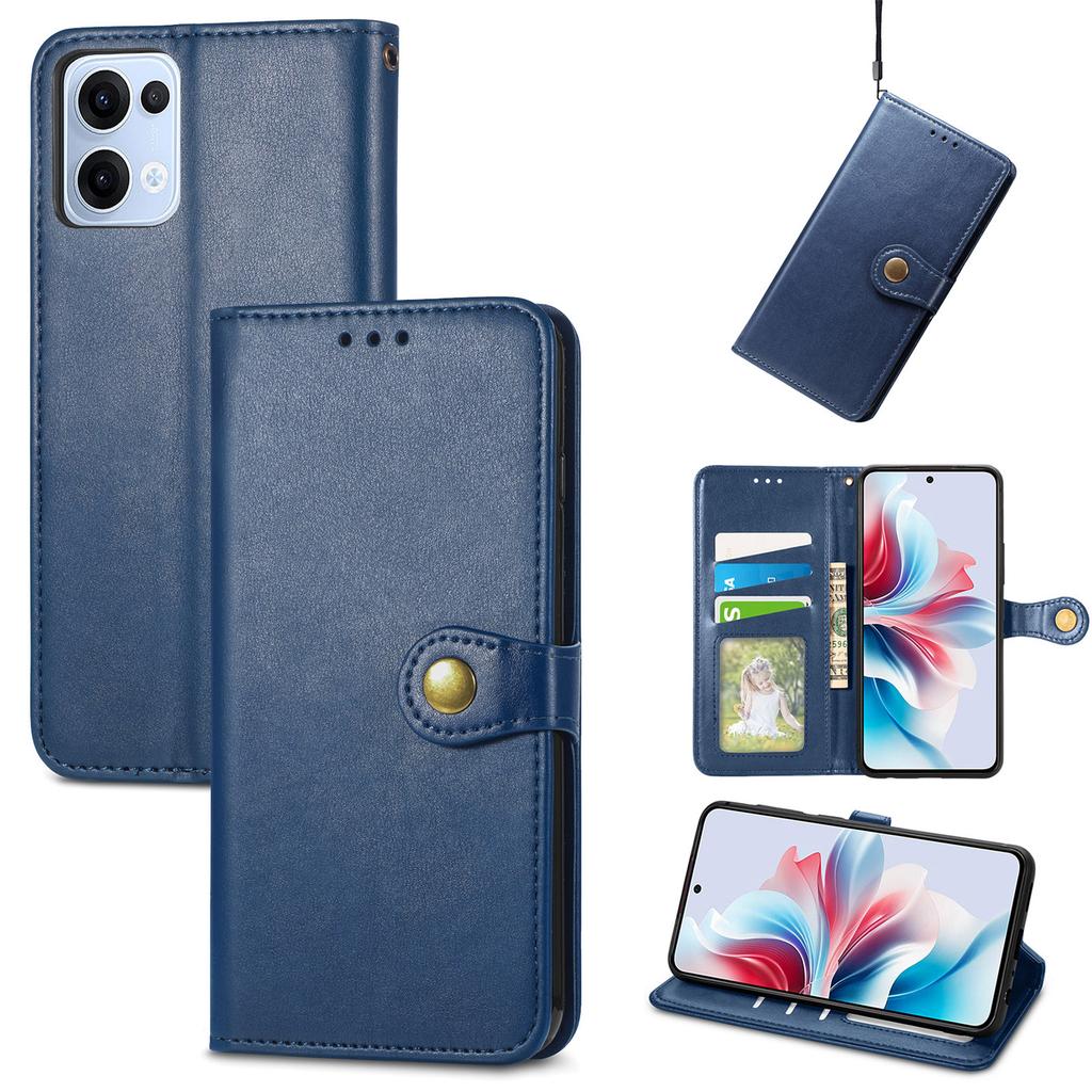 For Oppo Reno13 5G (Global) Case Leather Phone Case Wallet Stand Cover with Wrist Strap