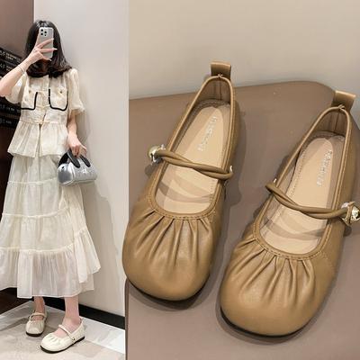 Туфли Мэри Джейн на плоской подошве, женские однобортные туфли для легкого ветра, модные и удобные летние туфли, плиссированные туфли на мягкой подошве