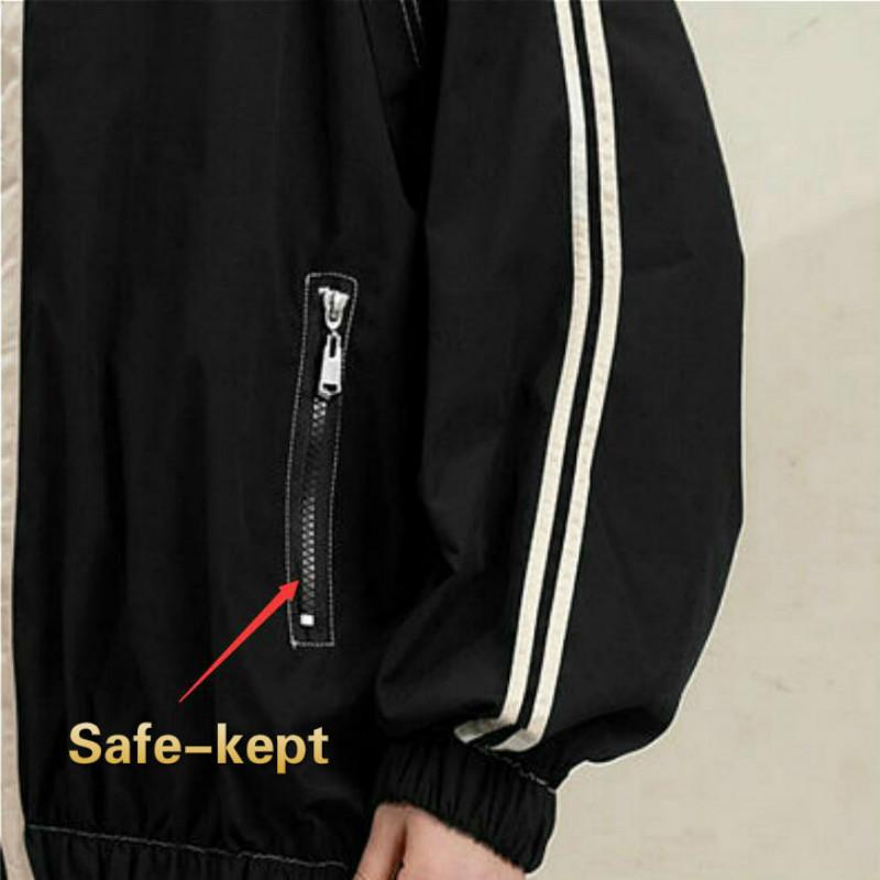 Jackets Women Striped Females BF Harajuku Stand Collar Zipper-pocket Leisure Streetwear Popular Wind-proof Outwears