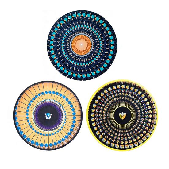 2/3 шт. Анимированный зоотропный слипмат 12 дюймов Оптическая иллюзия Мати для проигрывателя Анимированный виниловый слипмат с эффектом движения зоотропа Кинетическая визуальная пластинка