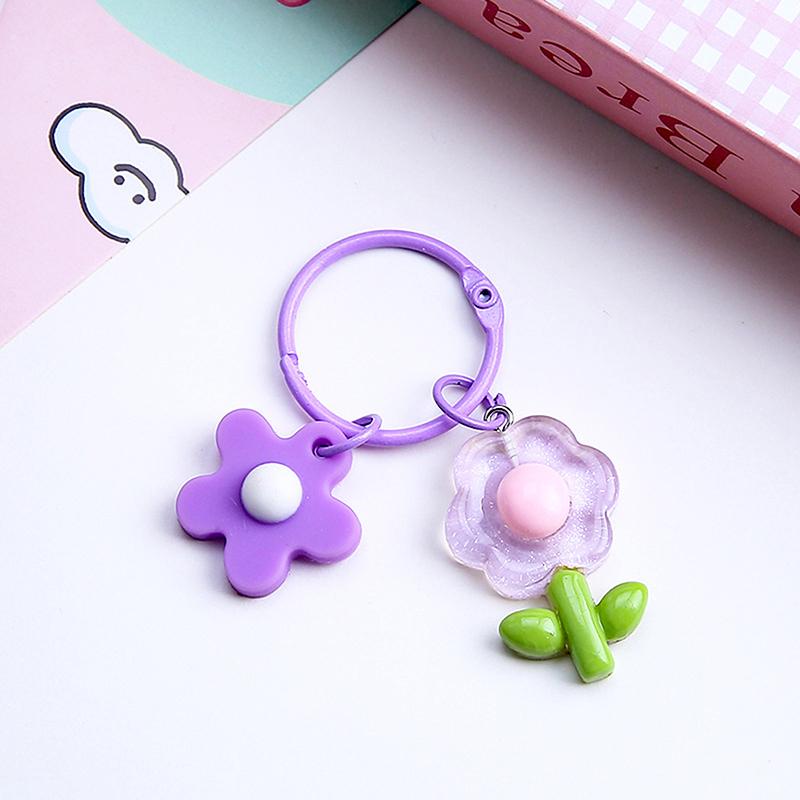 Creative Candy Color Flower Keychain Cute Cartoon Backpack Pendant Earphone Case Hanging Decoration Accessories Gifts
