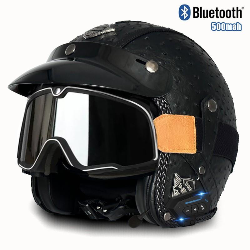 3C Certified Retro Style 3/4 Motorcycle Helmet Men Women ABS Half With Bluetooth Compatible Visor Options