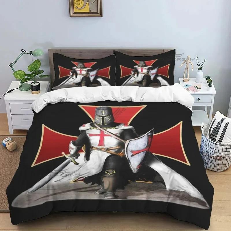 Medieval Knights Templar Comforter Bedding Set King Size Duvet Cover Quilt Pillowcase