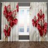 3D Print Red Flower Rose Swan Abstract Art Leopard Modern Love Drapes Window Curtains for Living Room Bedroom Decor 2 Pieces
