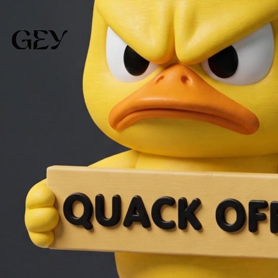 Sculpted Duck Gifts Angry Figurine Collection, Funny Yellow Desktop Ornament, Cute Grumpy Humorous Entryway Decor Statue for Home Office Car Dashboard