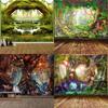 Fantasy Forest Landscape Tapestry Flowers and Plants Misty Tree Hole Tapestry Wall Art Hanging Cloth Room Home Decoration
