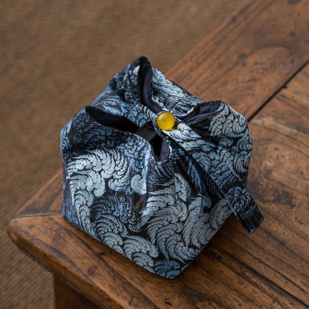 Мешочек на шнурке в китайском стиле для чайной чашки, с принтом, вышивкой, сумка для хранения чайной посуды, унисекс