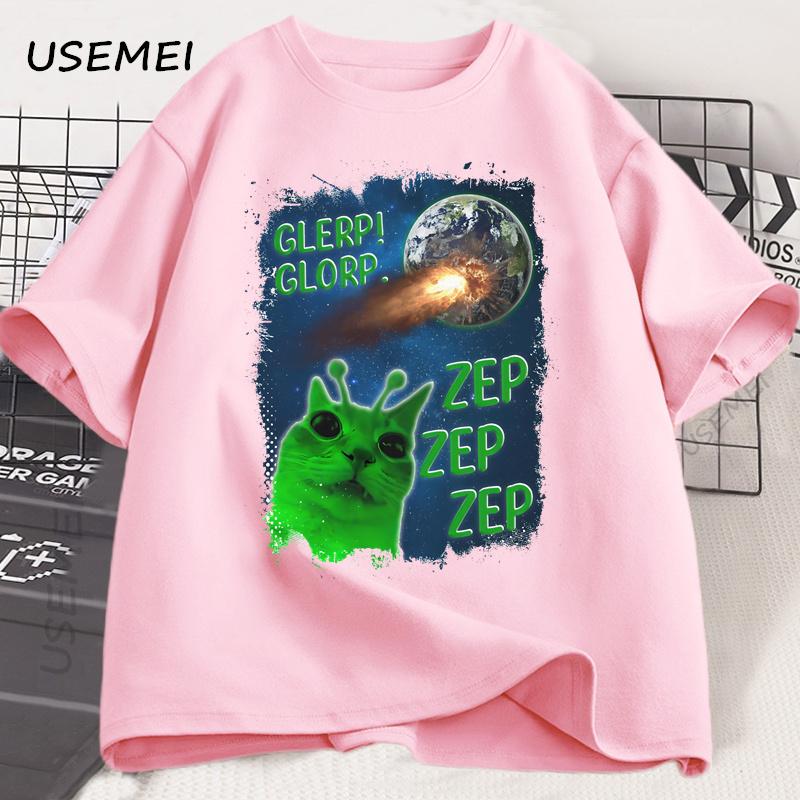 Смешная футболка с котом-инопланетянином для мужчин и женщин, юмористическая футболка с мозговым гниением, глупые коты, шуточные футболки, хлопок, короткий рукав, футболки харадзюку, уличная одежда