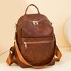 Vintage Solid Color Commuter Backpack Large Capacity Women PU Backpack Multifunctional Shoulder Bag