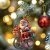 Акриловый Дед Мороз Рождество 2D Плоский Санта на велосипеде Подвесные украшения