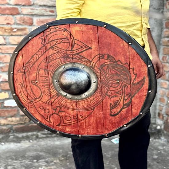 45,72 см средневековый щит викингов в битве с драконом, деревянный круглый щит викингов из Вальхаллы, подарок для мужчин, скандинавский костюм для косплея, щит, подарок на Хэллоуин