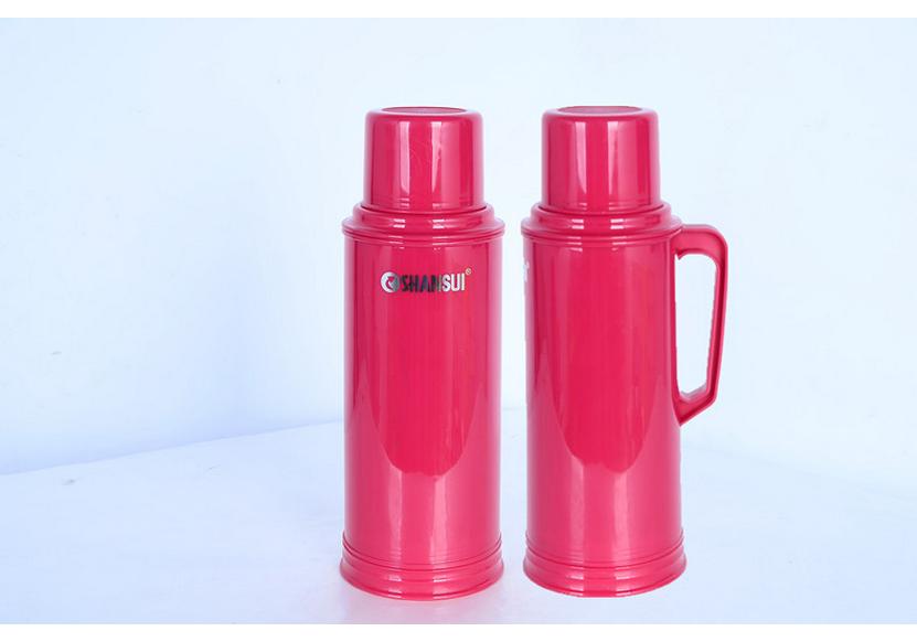 2L Vintage Thermos Flask with Leather Insulation for Dorm/Home - Small, Plastic Shell for Boiling Water