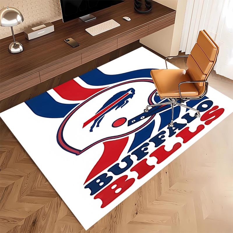 1pc Buffalo Bill LOGO Print Area Rug - Soft, Washable Non-Slip Indoor Mat, Living Room, Home Office Decorative Rug,Office Decorative
