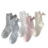 Early Autumn Embossed Cat Bow Mid-Calf Ballet Style Women's Socks