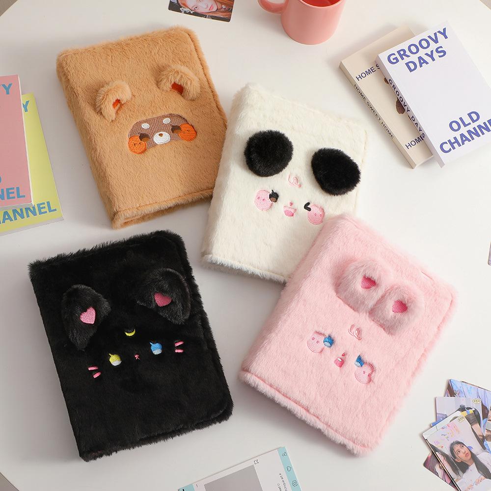 Kawaii Пушистый Кот Медведь A5 Папка для Фотокарт Собрать Оболочку Книги Держатель Для Фотокарточек Фотокарточка Альбом Канцелярские Принадлежности