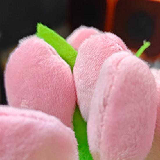 Valentine's Day Plush Gnome with Pink Tulips Spring Stuffed Gnome Doll for Tiered Tray Fireplace Table Decor Gifts for Her Wife Teacher Girls