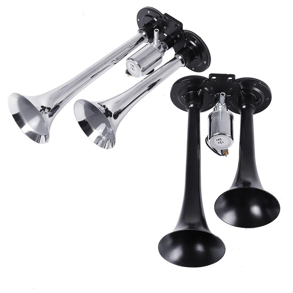 12В/24В Двухтональный пневматический гудок 600 дБ Автомобильный гудок Супер громкий Компрессор Автомобиль Грузовик Лодка Поезд Гудок Клаксон для Авто Звуковой сигнал